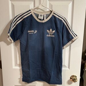 Adidas Kids Navy Blue Tee with White Stripes